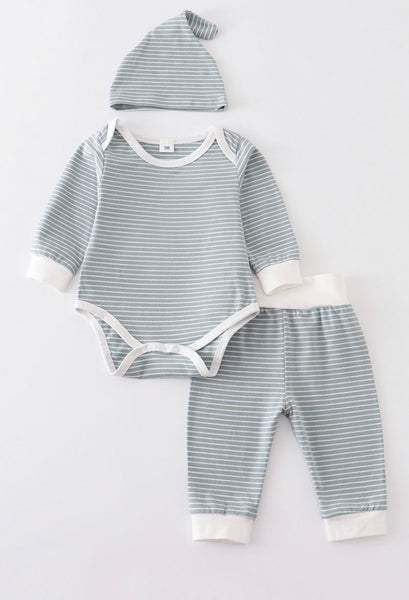 Green Striped 3 Piece Baby Set
