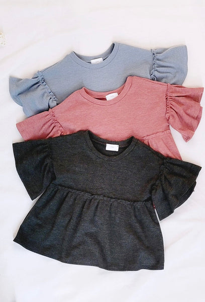 Babydoll Ruffled Sleeve Top
