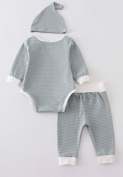 Green Striped 3 Piece Baby Set