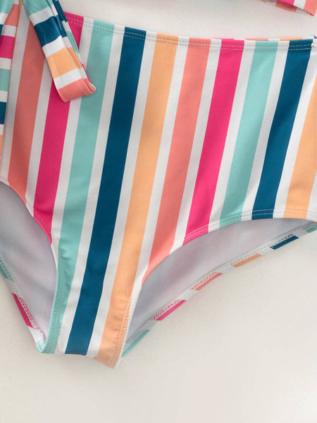 Mommy & Me Multicolor Stripe Girl Swimsuit