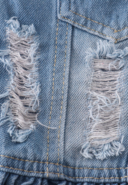 Blue Denim Ruffle Vest