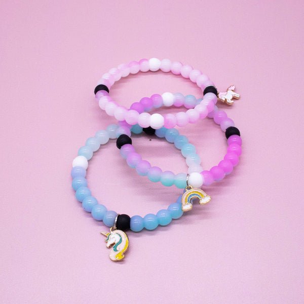 Glow in the Dark Unicorn Charm Bubble Bracelets (3 colors available)