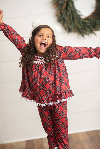 Kids Red Plaid Holiday Christmas Play Lounge Set