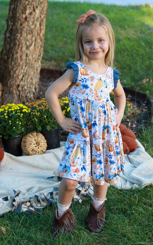 Harvest Pumpkin Ruffle Lace Sleeve Tiered Twirl