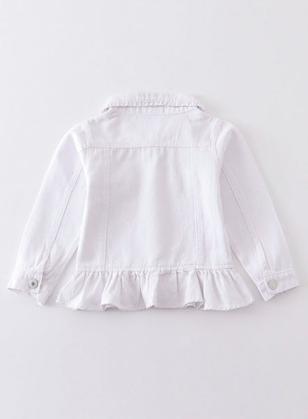 White Ruffle Denim Jacket