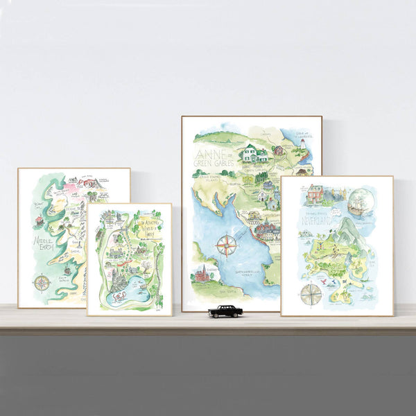 Wizard of Oz Watercolor Story Map Art Print