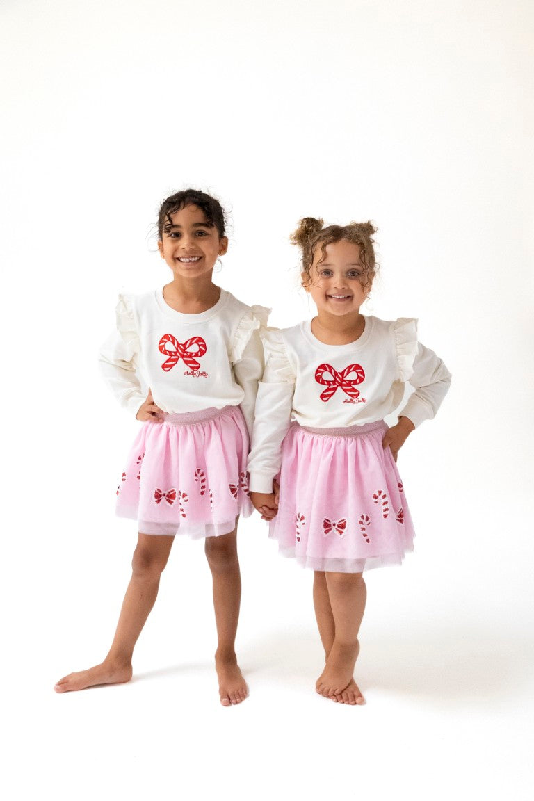 Candy Cane Ruffle Sweatshirt