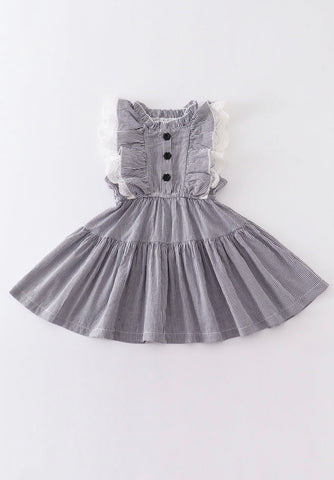 Grey Stripe Lace Dress