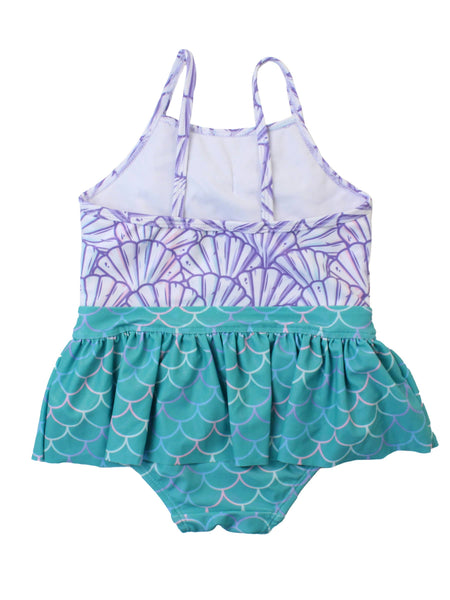 Girls Magical Mermaid Princess Big Bow Skirted One Piece