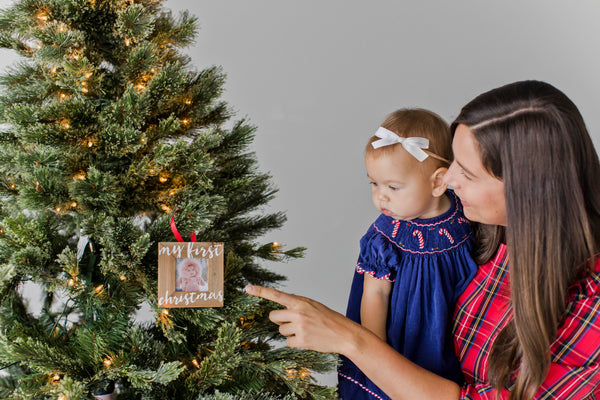 My First Christmas Holiday Wooden Picture Frame Ornament