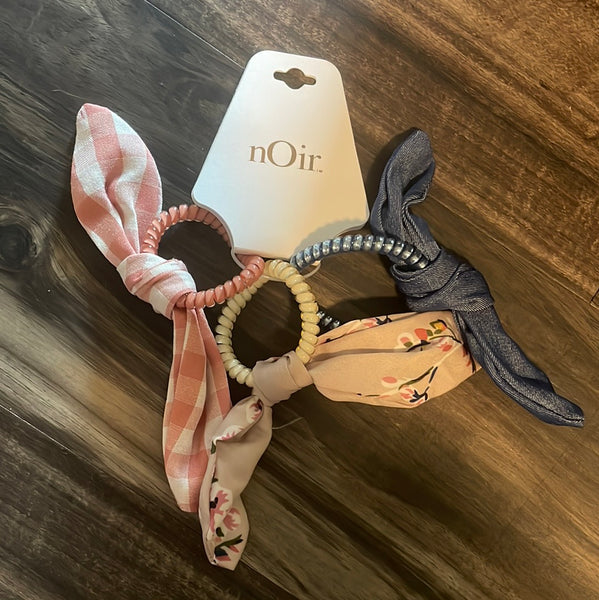 Bow Hair Tie - Pink/Blue/Floral