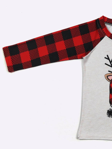 Plaid Reindeer Boy Raglan