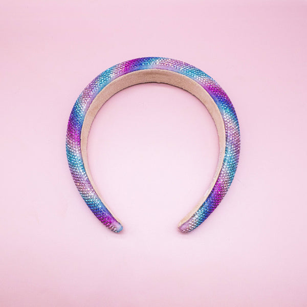 Rhinestone Headband - Padded Rainbow Hair Band