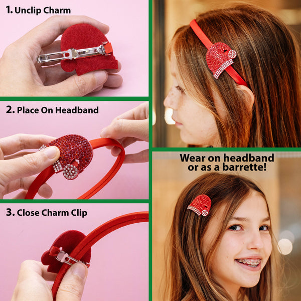 Christmas Charm Headband and Hair Clips - Interchangeable