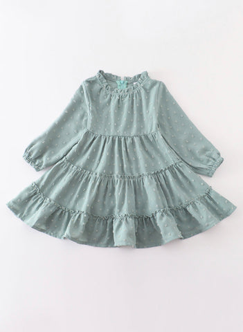 Green Ruffle Tiered Dress Size 8
