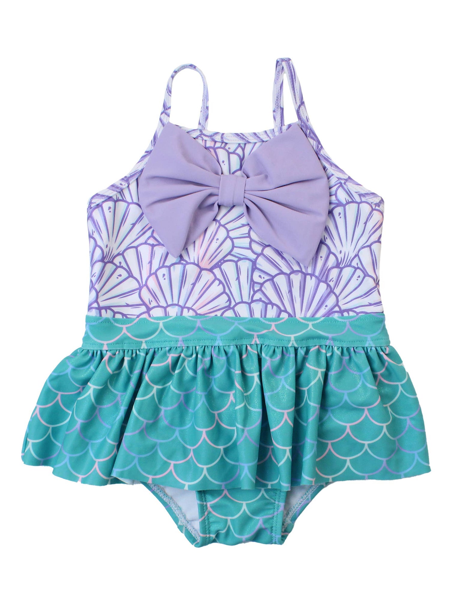 Girls Magical Mermaid Princess Big Bow Skirted One Piece
