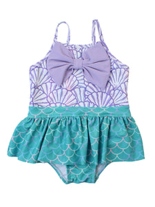 Girls Magical Mermaid Princess Big Bow Skirted One Piece