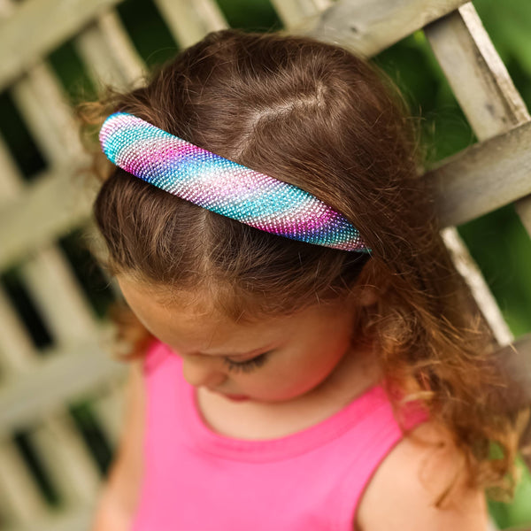 Rhinestone Headband - Padded Rainbow Hair Band