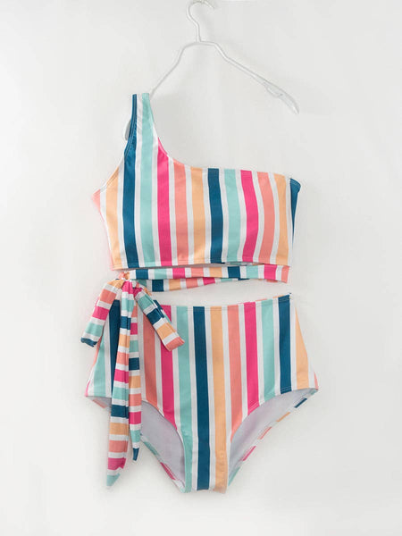 Mommy & Me Multicolor Stripe Girl Swimsuit