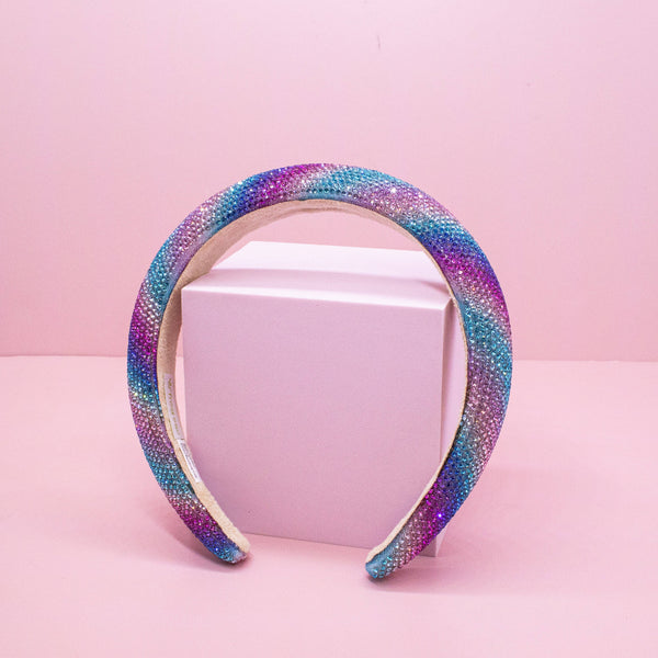 Rhinestone Headband - Padded Rainbow Hair Band
