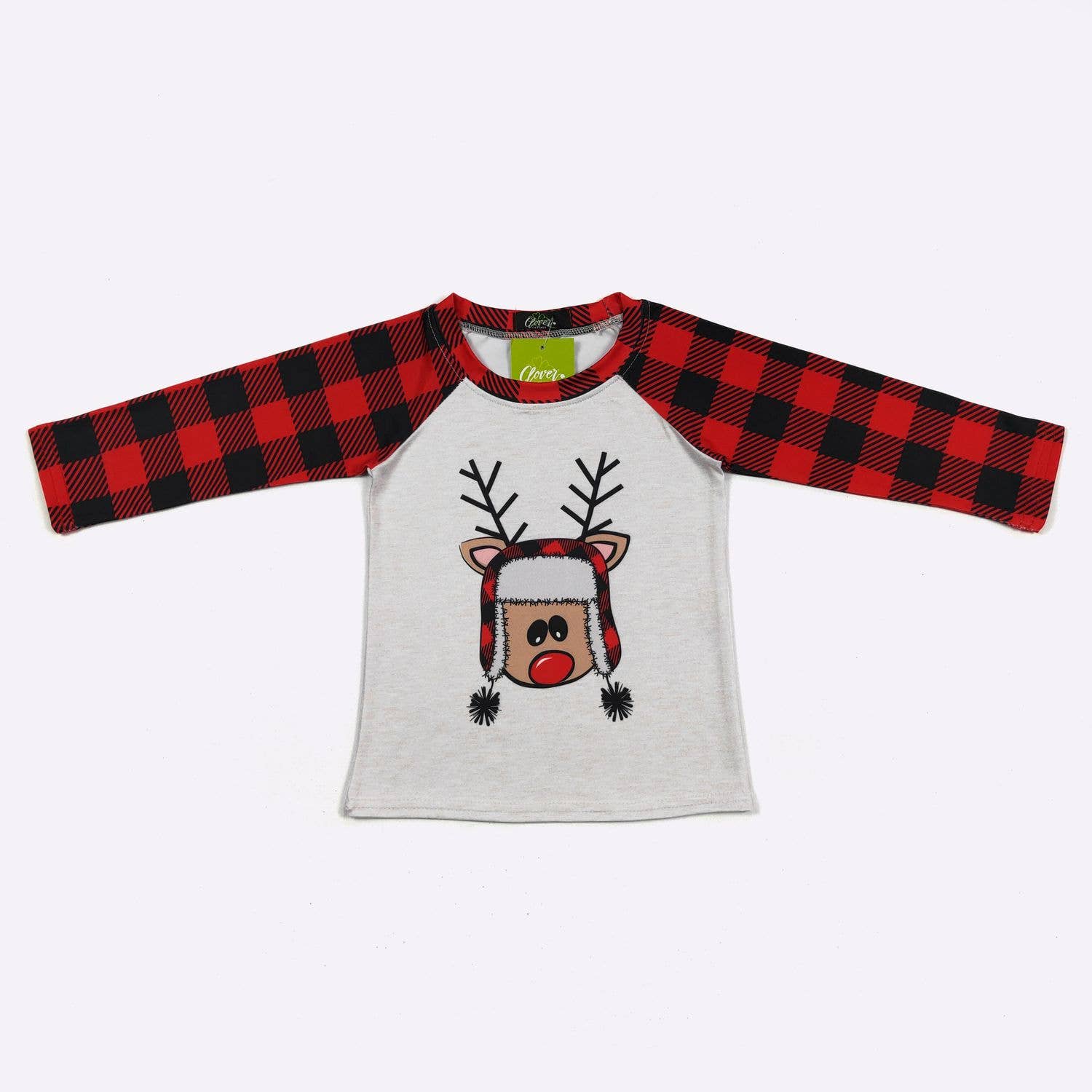 Plaid Reindeer Boy Raglan