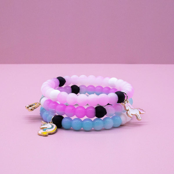 Glow in the Dark Unicorn Charm Bubble Bracelets (3 colors available)