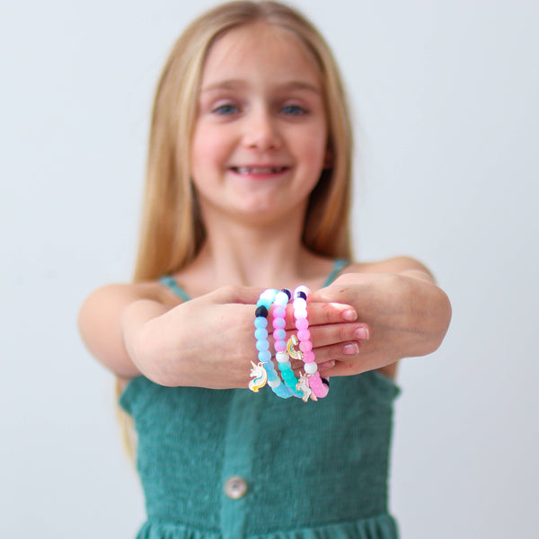 Glow in the Dark Unicorn Charm Bubble Bracelets (3 colors available)