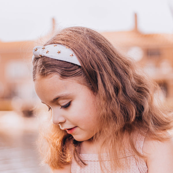 Gold Star Studded Crushed Velvet Knot Headband