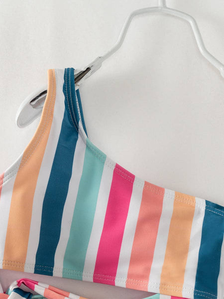 Mommy & Me Multicolor Stripe Girl Swimsuit