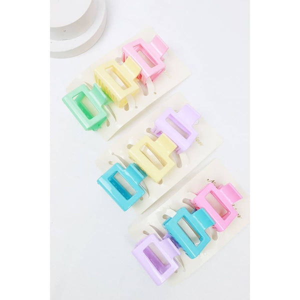 3-Pcs Mini Rectangle Hair Claw Set