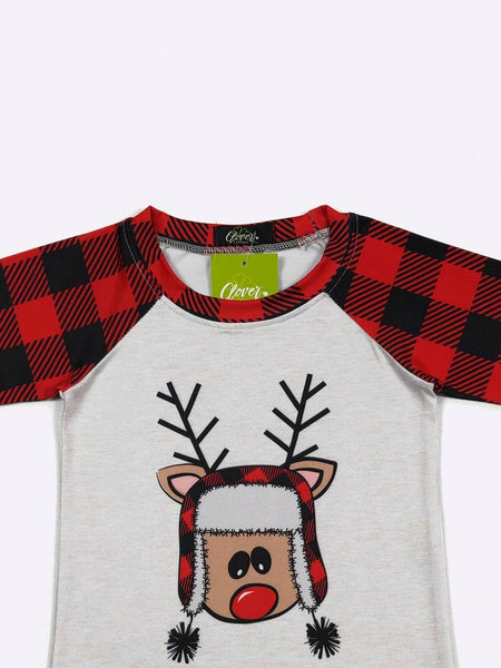 Plaid Reindeer Boy Raglan