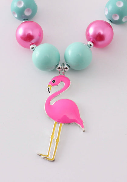 Mint & Pink Flamingo Necklace