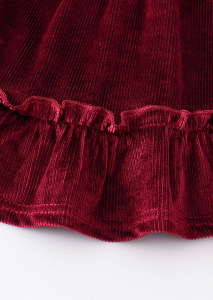 Maroon Ruffle Velvet Dress