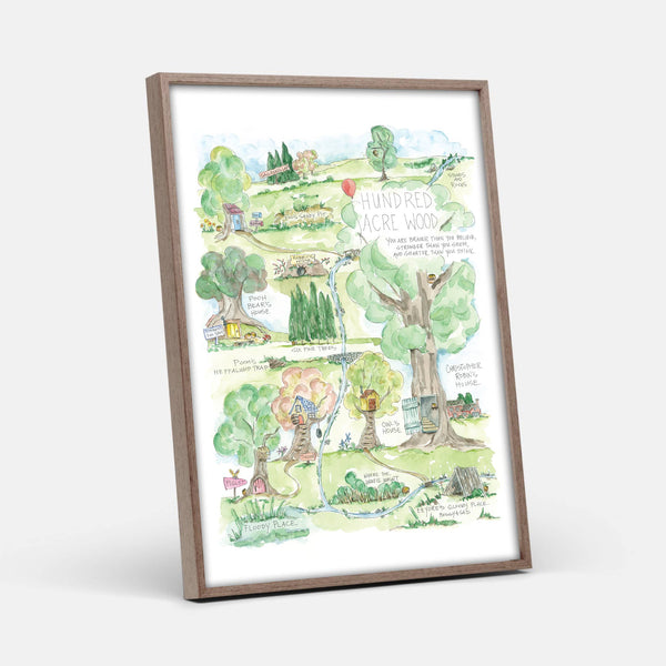 Pooh’s Hundred Acre Wood Watercolor Story Map Print