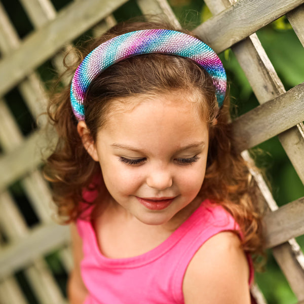 Rhinestone Headband - Padded Rainbow Hair Band