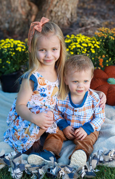 Harvest Pumpkin Ruffle Lace Sleeve Tiered Twirl
