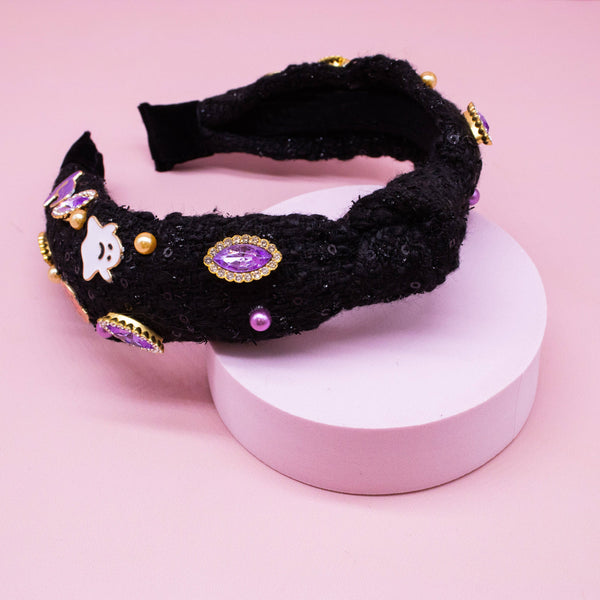 Halloween Knotted Headband - Tweed Knot Hair Band for Kids Girls