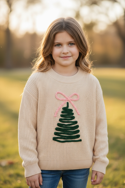 Christmas Tree Embroidered Sweater