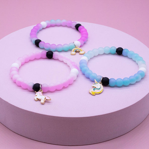 Glow in the Dark Unicorn Charm Bubble Bracelets (3 colors available)