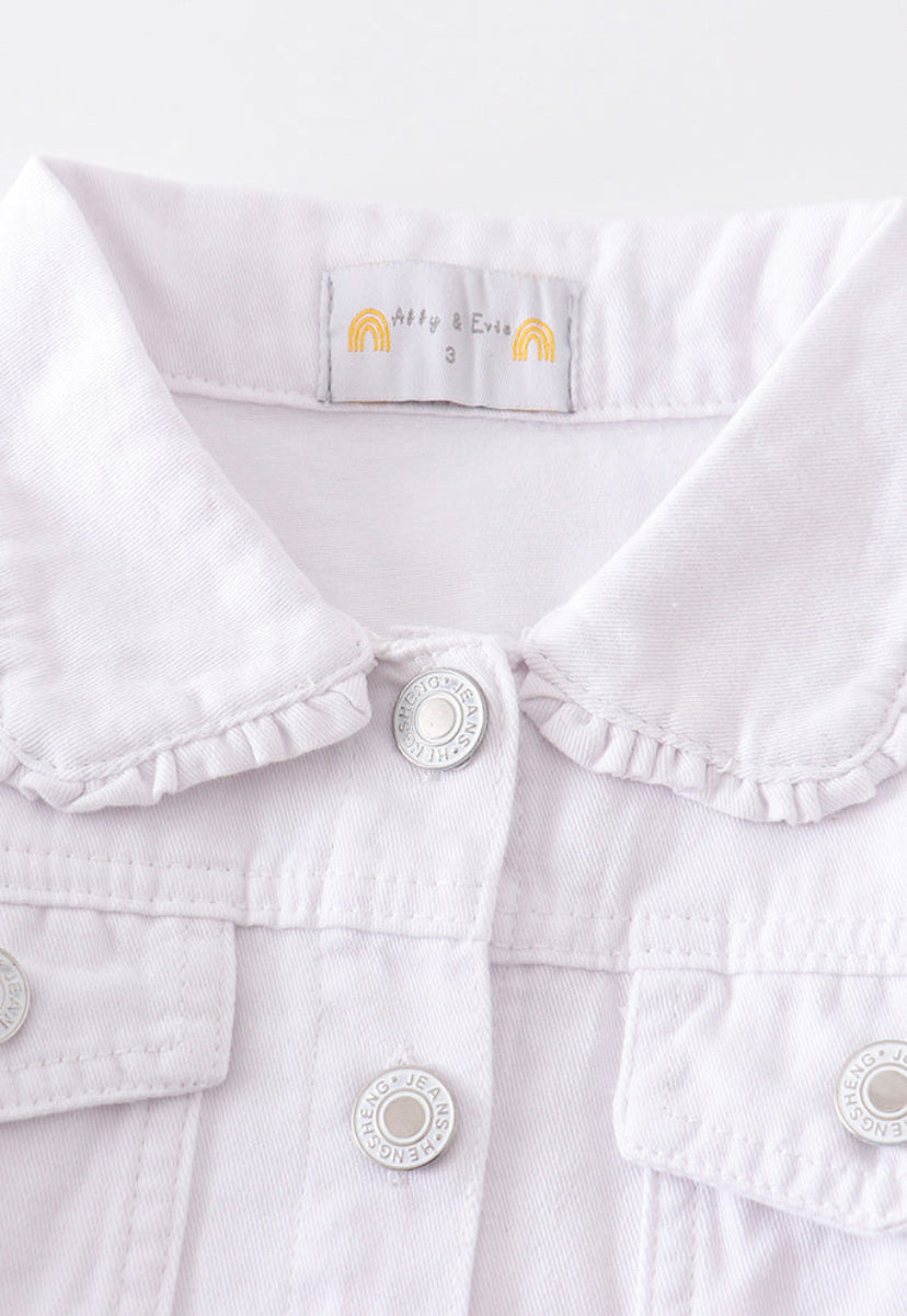 White Ruffle Denim Jacket – Grace & Alice