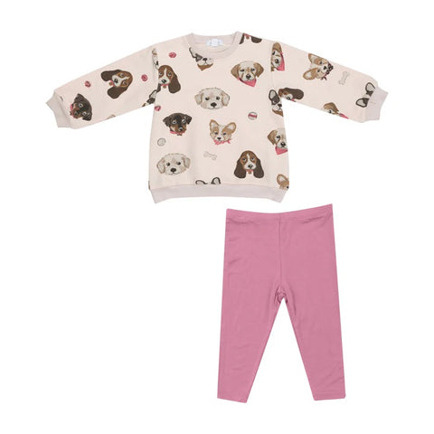 Pretty Puppy Faces Oversize Sweatshirt & Leggings Set