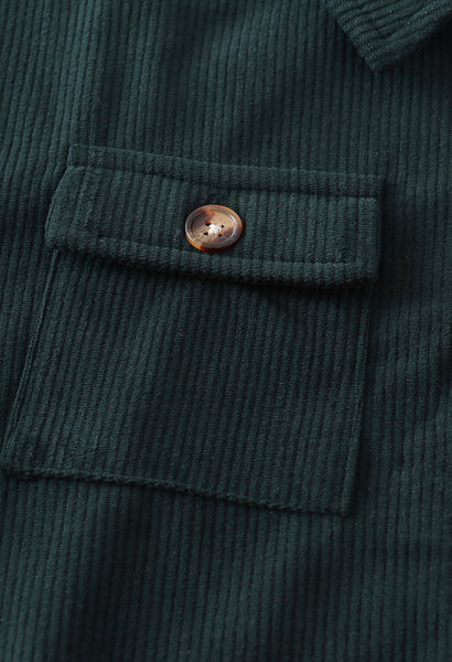 Green button down boy shirt