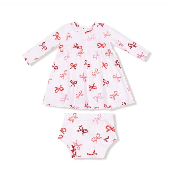 Candy Cane Bow Dress & Bloomers