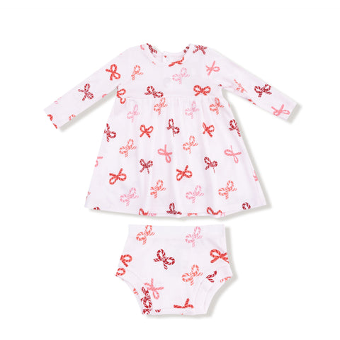 Candy Cane Bow Dress & Bloomers