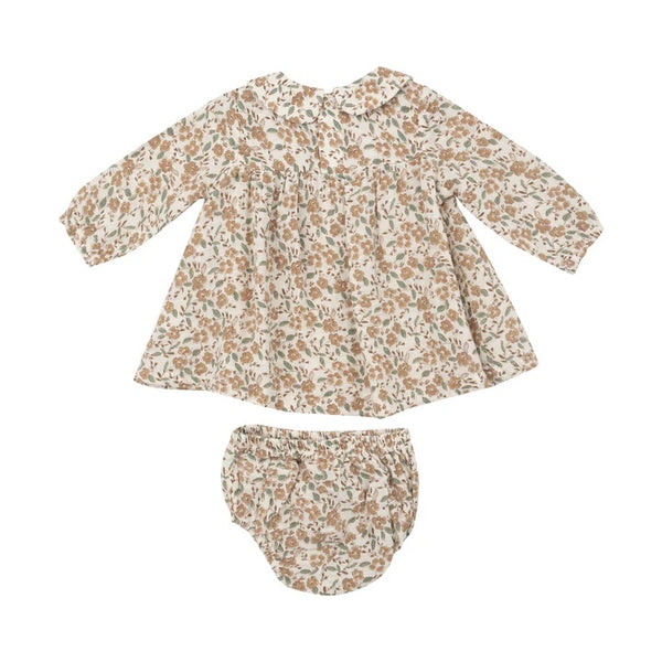 Bitty Brown Floral Dress & Diaper Cover