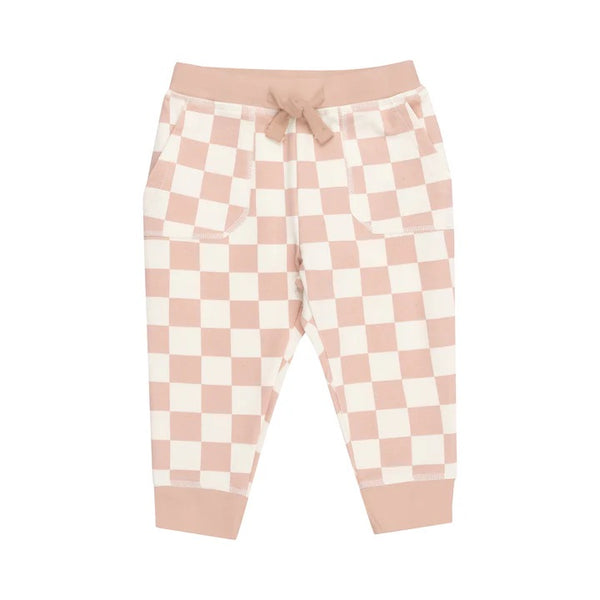 Checkerboard Pink Flower Sweatshirt & Jogger Set