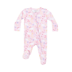 Bunny Meadow 2 Way Zipper Ruffle Back Footie