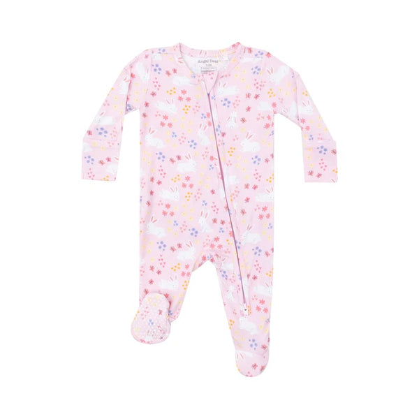 Bunny Meadow 2 Way Zipper Ruffle Back Footie