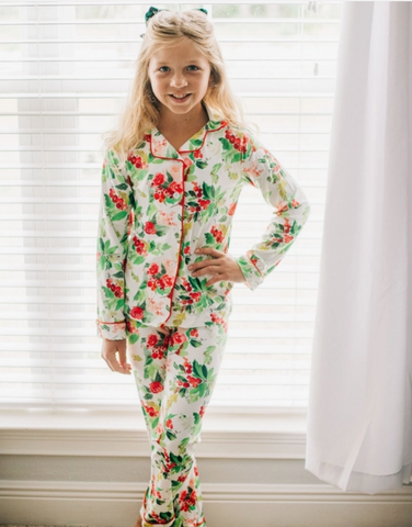 Christmas Floral Button Down PJs