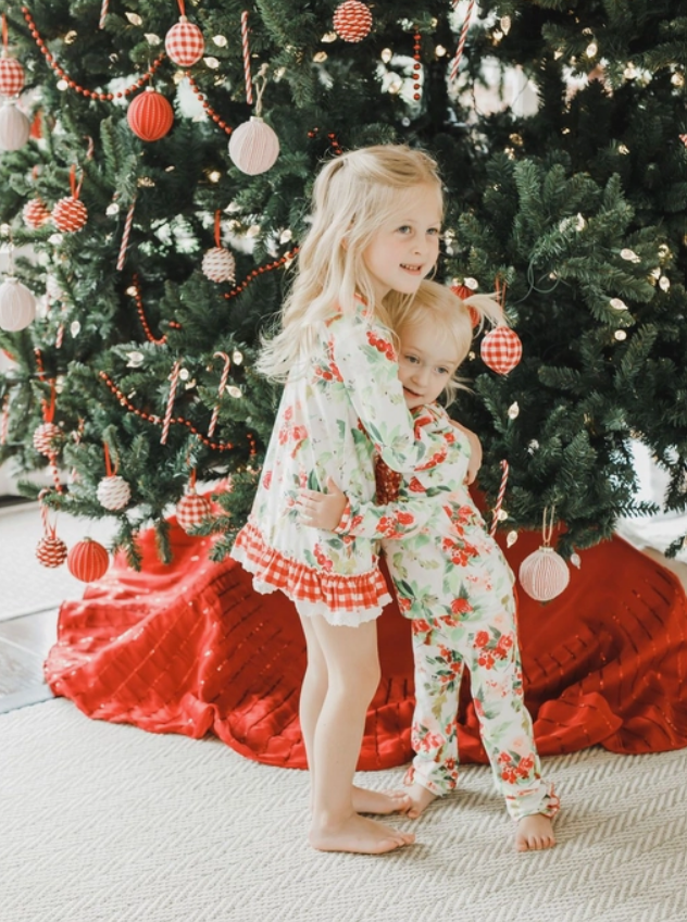 Christmas Floral Lace Gown with Bloomers